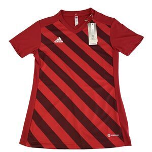 New Women’s Adidas Soccer Football Jersey Size XS Red Striped NWT $25